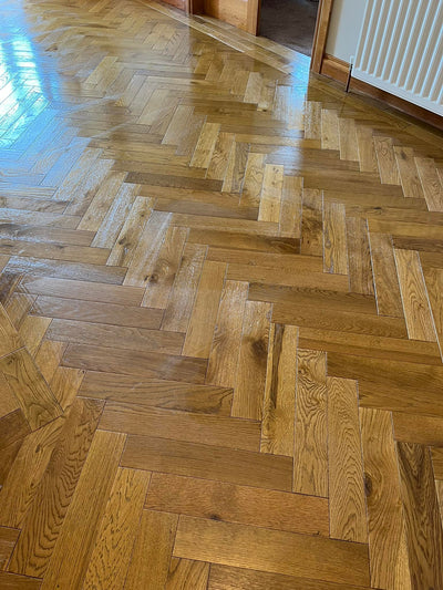 Macchiato Herringbone Stained, Brushed & Lacquered